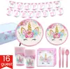 Novo Conjunto de Festa de Aniversário de Unicórnio Adereços Decorativos Bandeja de Papel Guardanapo de Papel Copo de Papel Suprimentos de Aniversário Infantil Sem Infração