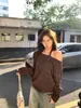 Diseño Francés Nicho Chic Camiseta de Manga Larga para Mujer Holgada Estilo Coreano Hombros Descubiertos Top de Punto
