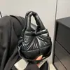 Nuevo Estilo Abrigo de Algodón Bolsa de Plumón para Mujer Simple Cuadros Algodón Espacial Bolso de Mano Nicho Ligero Casual Bandolera