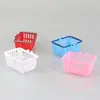 Juguete de juego para niños accesorios para casa de muñecas supermercado canasta de compras mini de doble asa canasta pequeña de plato de simulación