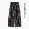 Calça Scimitar Estampada Feminina Outono 2026 Nova Estilosa Fina de Pernas Largas Cintura Alta Fluida Mais Vendida Casual Feminina