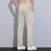 Pantalones Casuales para Hombre Verano Delgados Rectos Transpirables Deportivos Largos 2026 Nuevos de Seda de Hielo Elásticos Ajustados Pantalones para Hombre