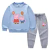 Conjunto de Dos Piezas para Niños Estilo Coreano con Globos, Suéter y Pantalones, Traje de Algodón con Mangas Largas de Cerdito, Primavera y Otoño 2023