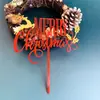 Decoração de bolo para assar no Natal série Vermelho Dourado Platina cartão de bolo acrílico feliz natal