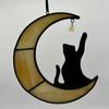 Regalo Conmemorativo para Gato Gato en la Luna Colgante de Vidrio de Colores para Atrapasol Simpatía por Mascota Navidad