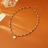 Flor de concha natural, piedra ojo de tigre, collar de turquesa africana, perla de cristal Swarovski, joyería de lujo ligero de alta costura