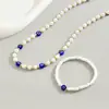 Colar de Pérolas Personalizado Estilo Old Money Olho Grego Pulseira Feminina Venda Quente Transfronteiriça Conjunto de Joias Versátil de Alta Qualidade