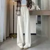 Pantalones Rectos de Pierna Ancha Talla Plus para Mujer Primavera y Otoño 2026 Tejido de Punto Holgado Casual Pantalones Largos hasta el Suelo Versátiles Adelgazantes Pantalones Deportivos