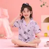 Pijama Nuevo para Niñas 2025 Verano Delgado Manga Corta Niños Niñitas Verano Bebé Conjunto Ropa para Casa Exterior