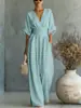 En Stock 2026 Europeo y Americano Transfronterizo Primavera y Verano Nuevo Estilo Amazon Elegante Ceñidor de Cintura Cuello en V Temperamento Mono de Mujer