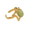 Anillos Europeos y Americanos de Acero de Titanio Incrustados con Joyería de Piedra Natural, Lujo Ligero, Anillos Abiertos Versátiles y de Alta Gama de Acero Inoxidable para Mujer Que No Se Desvanecen