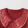 Roupas para Bebê de 100 Dias Roupa Festiva de Ano Novo Bebê Feliz Macacão de Verão Vestido Vermelho Estilo Chinês para Aniversário de Um Ano