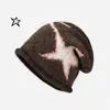 Gorro de lana para mujer, para otoño e invierno, apilado, para parejas, de punto, para primavera y otoño, con forma de luna y cabeza grande, cálido