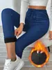 2025 Popular Europeu e Americano Transfronteiriço Feminino Jeans Imitação Leggings Cordão Cintura Slim Quente Calças Venda Quente Moda Simples