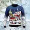 Comercio exterior transfronterizo en otoño e invierno para hombre y mujer, suéter casual, animal lobo llamado patrón de luna, impresión digital 3D, Navidad