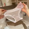 Calcinha de Renda Cetim Francesa com Laço para Mulheres, Cintura Média, Puro Desejo, Sexy, Calcinha Feminina Respirável com Renda