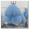 Muñeco Lindo de Piel de Conejo Rex Real Colgante Llavero de Conejito para Coche Bolso Mini Conejo Relleno de Piel