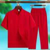 Terno Tang, terno de verão, meia-idade e idosos, manga curta, terno masculino, terno de pai, terno de avô, estilo chinês, roupas para idosos, Hanfu