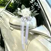 Flores artificiales de rosa para espejo retrovisor de coche de bodas, decoración de cinta para convoy de bodas, flores para coche en rosa champán, morado taro y borgoña