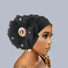 Temsyin Estilo de Moda Nuevo Transfronterizo Turbante Desordenado de Flor de Pedrería Sombrero de Copa Plana Sombrero Africano