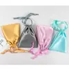 Bolsa de Tela de Satén de Seda Simulada Sedas y Satines Seda Artificial Lisa Bolsa Pequeña de Tela Cierre de Cordón Bolsillo con Solapa Bolsa de Embalaje para Pantalones