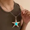 Collar Vintage Océano para Mujer Colgante de Estrella de Mar Luminosa Cadena Larga para Clavícula Dulce Fresco Exagerado Cadena de 70 cm