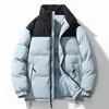 Jaqueta acolchoada de algodão, mesmo estilo para homens e mulheres, novidade de inverno, jaqueta acolchoada de algodão de marca moderna color block, espessa e quente, jaqueta pão de casal, roupa de algodão