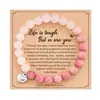 Com Cartão 8mm Pulseira de Contas Pedra Zebra Rosa Presente de Feriado Homens e Mulheres Pulseira de Contas Coração de Amizade Atacado Estilo Quente