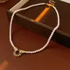 Colar de Pérolas em Forma de Cobra Banhado a Ouro Real 18K Corrente para Clavícula com Zircônia Estilo Francês Retrô Luxo Acessível Colar de Moda de Alta Qualidade