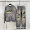 Moda Retro Europeia e Americana Estilo Estrela do Inferno Hell Hell Moletom com Capuz Solto Hoodie Masculino Conjunto Feminino Tendência Outono