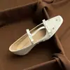 Sapatos Femininos Mary Jane com Strass Francês 2026 Novo Primavera/Outono Bico Quadrado Baixo Sapatos de Salto Baixo para Mulheres