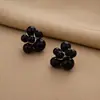 Pendientes de botón de plata S925 con aguja de plata, entrada francesa de lujo, perla de fuegos artificiales rojos, elegantes, de moda, festivos de Año Nuevo, pendientes de uva para mujer