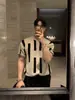 Camiseta de punto de manga corta para hombre, diseño retro americano de verano con cuello redondo, marca de moda casual de verano, top ligeramente maduro para negocios