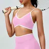 Lingerie Europeia e Americana de Cores Contrastantes com Costas Bonitas, Sutiã Esportivo de Alta Elasticidade Amigo da Pele, Top de Yoga Sem Mangas com Decote U para Corrida ao Ar Livre de Secagem Rápida