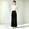 Pantalones de traje anchos negros para mujer, nuevo estilo primavera/otoño 2026, con caída, talla grande, super adelgazantes para cuerpo tipo pera