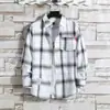 Camisa xadrez masculina de manga comprida, estilo coreano, solta, elegante, plus size, jaqueta estudantil, primavera e verão, nova camisa masculina
