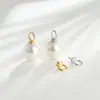 Broche Pingente de Pérola em Prata Esterlina S925, Base Vazia Estilo Pino, Acessórios Simples e Compactos, Pingente Redondo Versátil para Mulheres