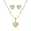 Pendientes Stud Creativos de Trébol de Cuatro Hojas Incrustados con Circonita Cadena para Clavícula Set Versátil para el Trabajo para Mujer