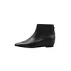 Botines Chelsea Invisibles para Aumentar la Altura Piel de Vaca con Mucha Textura 2026 Invierno Tacón de Bloque Tacón Medio Punta Cuadrada Pequeña Botines de Piel Genuina para Mujer