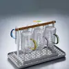 Taza de Té de Flores de Vidrio Martillado de Alto Borosilicato con Asa para Jugo de Colores, Leche, Agua Transparente para Uso Doméstico