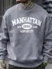 Manhattan Ciudad de Nueva York de las Noches sin Dormir Patrón Sudadera para Hombre Cuello Redondo Pulóver Casual Otoño Streetwear