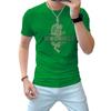 Camiseta de manga corta con cuello redondo para hombre, diseño de dragón con diamantes de imitación, de algodón mercerizado, cómoda, transpirable, de corte entallado y media manga.