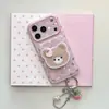 Funda linda de oso fresa dorada adecuada para iPhone 17 Pro Max, soporte para iPhone 16, colgante para iPhone 15 para mujer