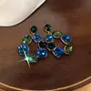 Pendientes de botón Ovalados con Diamantes Incrustados de Aguja Plateada Moda de Gama Alta de Nicho Pendientes Exquisitos Personalidad Versátil Temperamento Accesorios para Pendientes