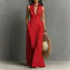 Moda Casual Trendy de Temperamento para Mujer Transfronteriza Europea y Americana 2026 Vestido Largo de Color Sólido de Botonadura Única Ajustado