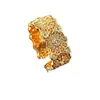 Anillo Abierto Flor Calada Chapado en Oro Real de 18K Circonita Anillo Versátil Retro para Dedo Índice Lujo Accesible Joyería de Mano de Gama Alta