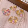 Novo Novo Estilo Chinês Estilo Antigo Meio Esmalte Gota de Óleo Anel de Abóbora Feminino Alto Nível Leve Luxo Elegante Exquisito Anel