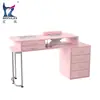Diretamente da Fábrica Original, Mesa de Manicure Rosa com Aspirador e Apoio de Mão, Armazenamento com 12 Compartimentos, Suporte Banhado a Ouro, Mesa de Manicure