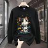 Sudadera de cuello redondo regular de otoño e invierno, chaqueta holgada estilo Hong Kong, top cálido de manga larga sencillo y combinable para hombre