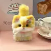 Chaveiro Fofo de Gatinho com Bastão Torcido de Pelúcia Pingente Pacote de Material de Animal de Estimação Fofo Feito à Mão Presente de Aniversário DIY